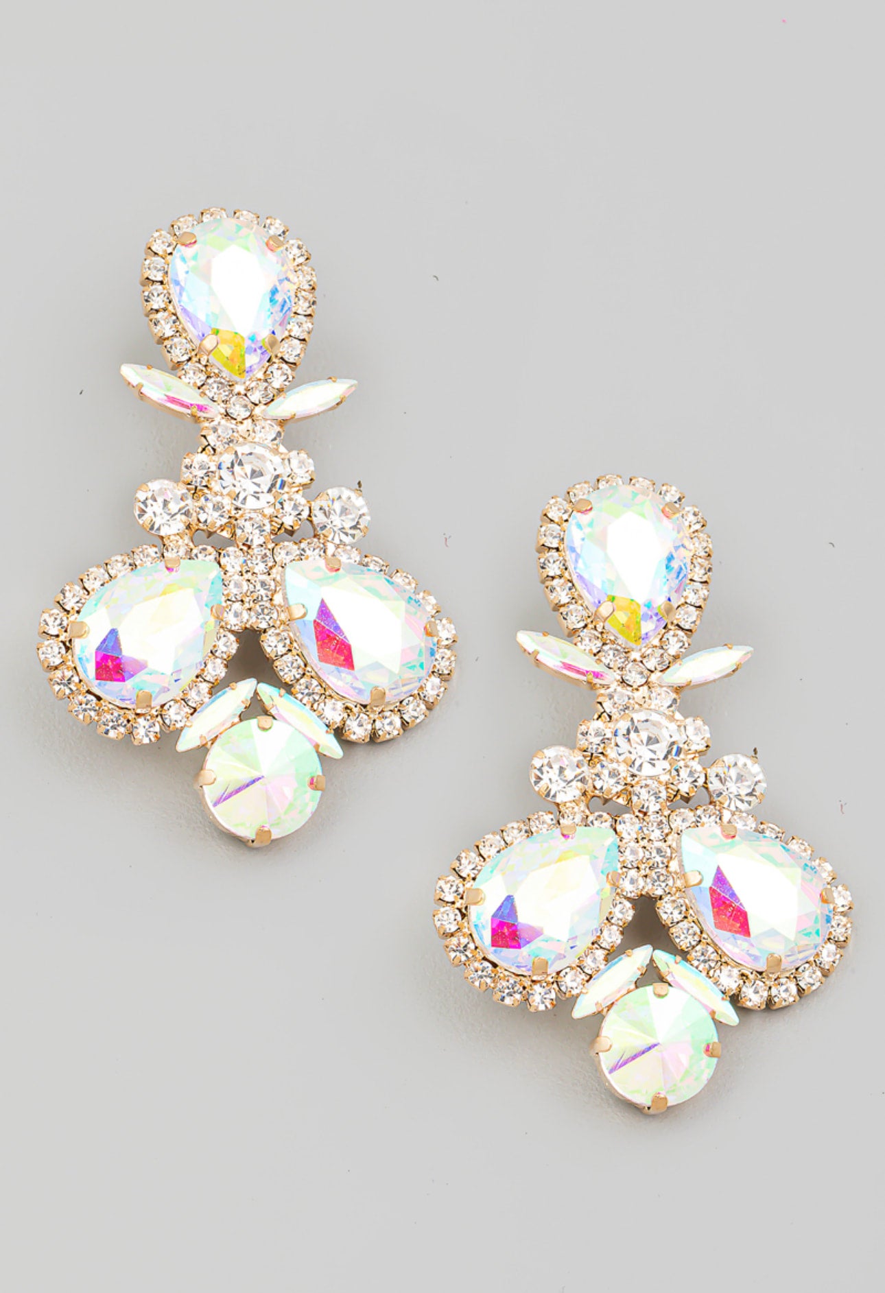 Teardrop top rhinestone earrings